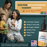 Etiqueta Zeo Health con lista de ingredientes y formas bioactivas, fácil lectura para padres