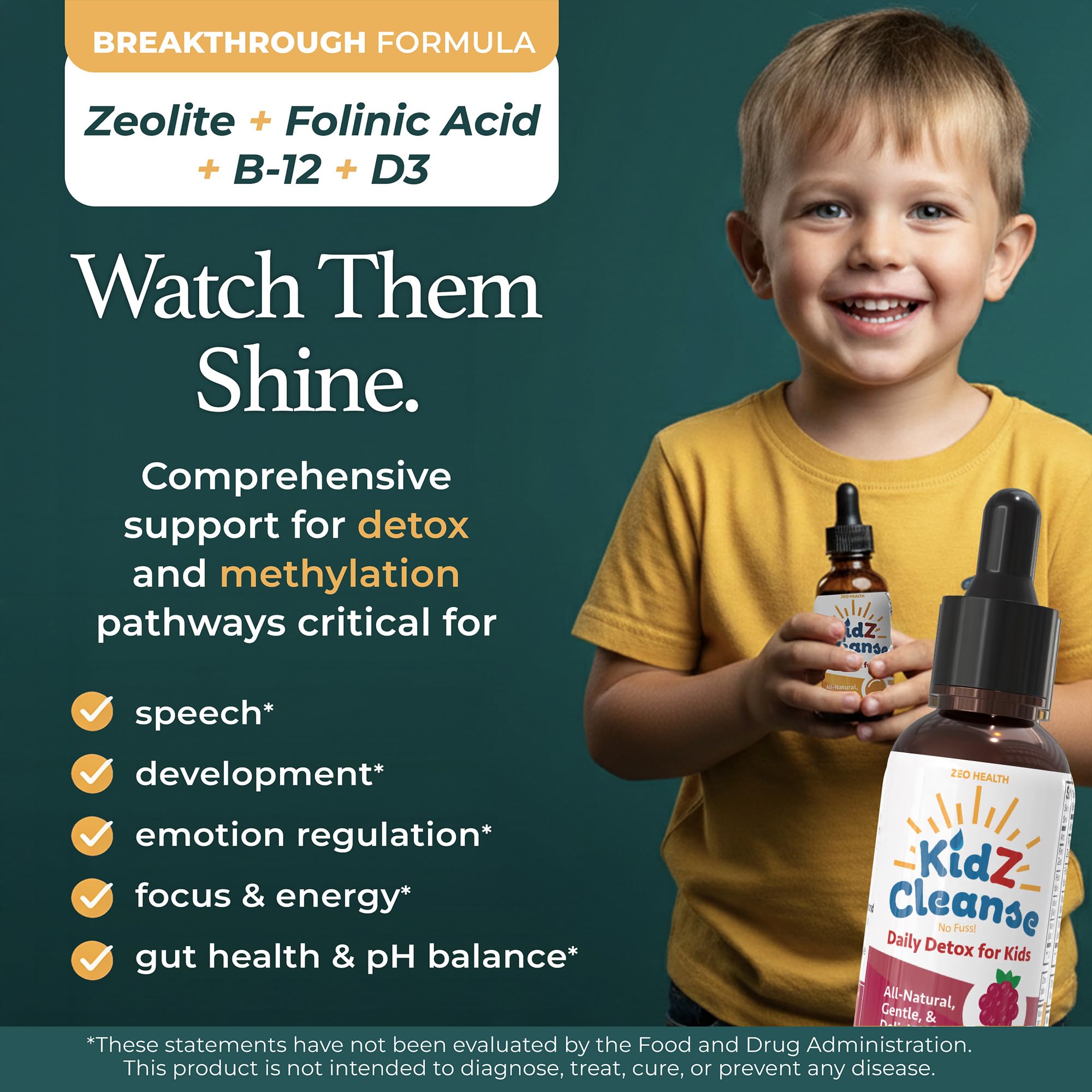 Zeo Health gotas en cuentagotas mostrando textura y color, fácil administración