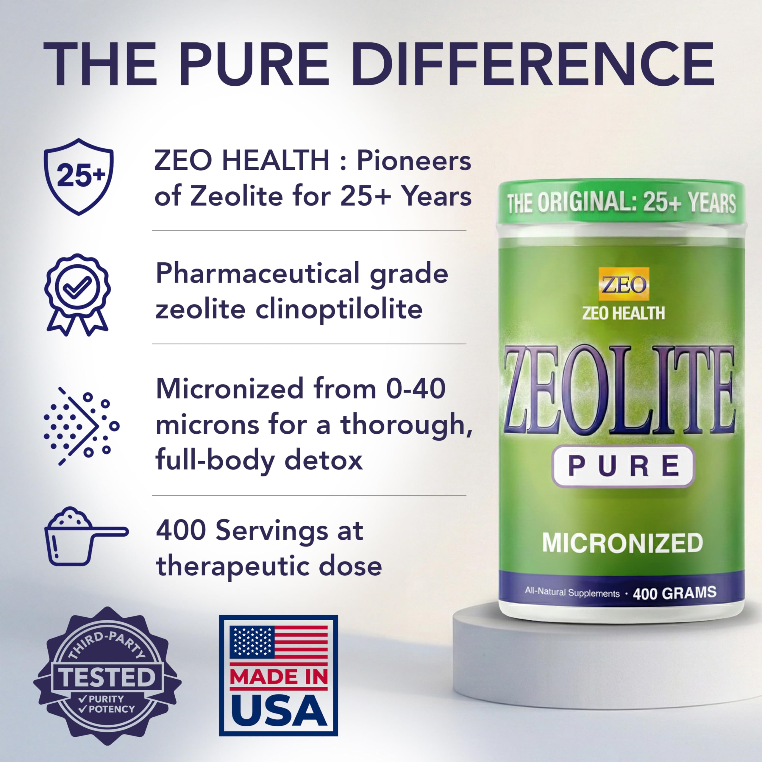 Zeo Health textura del polvo micronizado para mezcla fácil