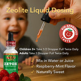Zeo Health ZETOX servido en vaso con agua para consumo diario