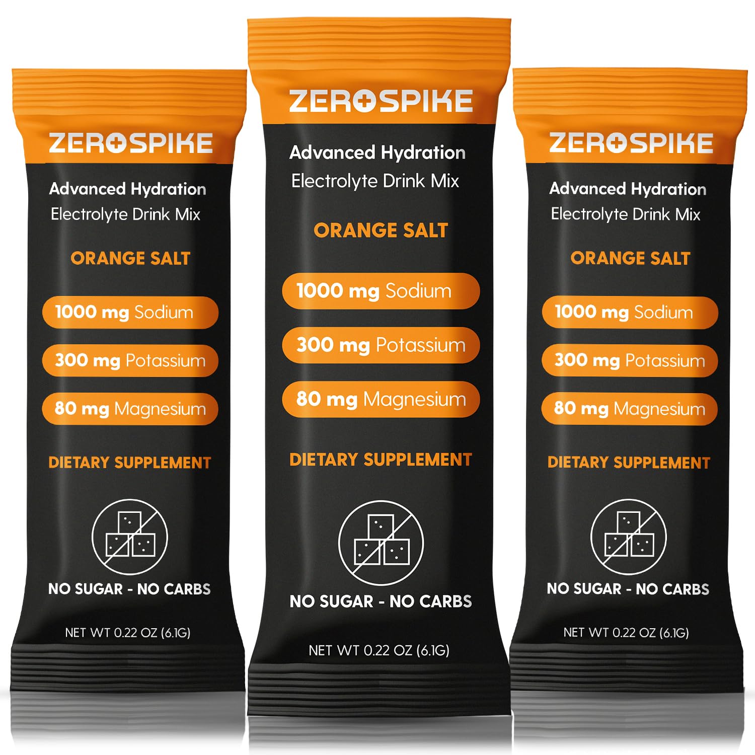 Zerospike frente del empaque mostrando 30 sobres y claridad de ingredientes