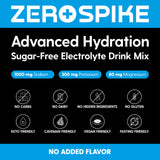 Zerospike polvo disuelto en vaso, hidratación sin calorías