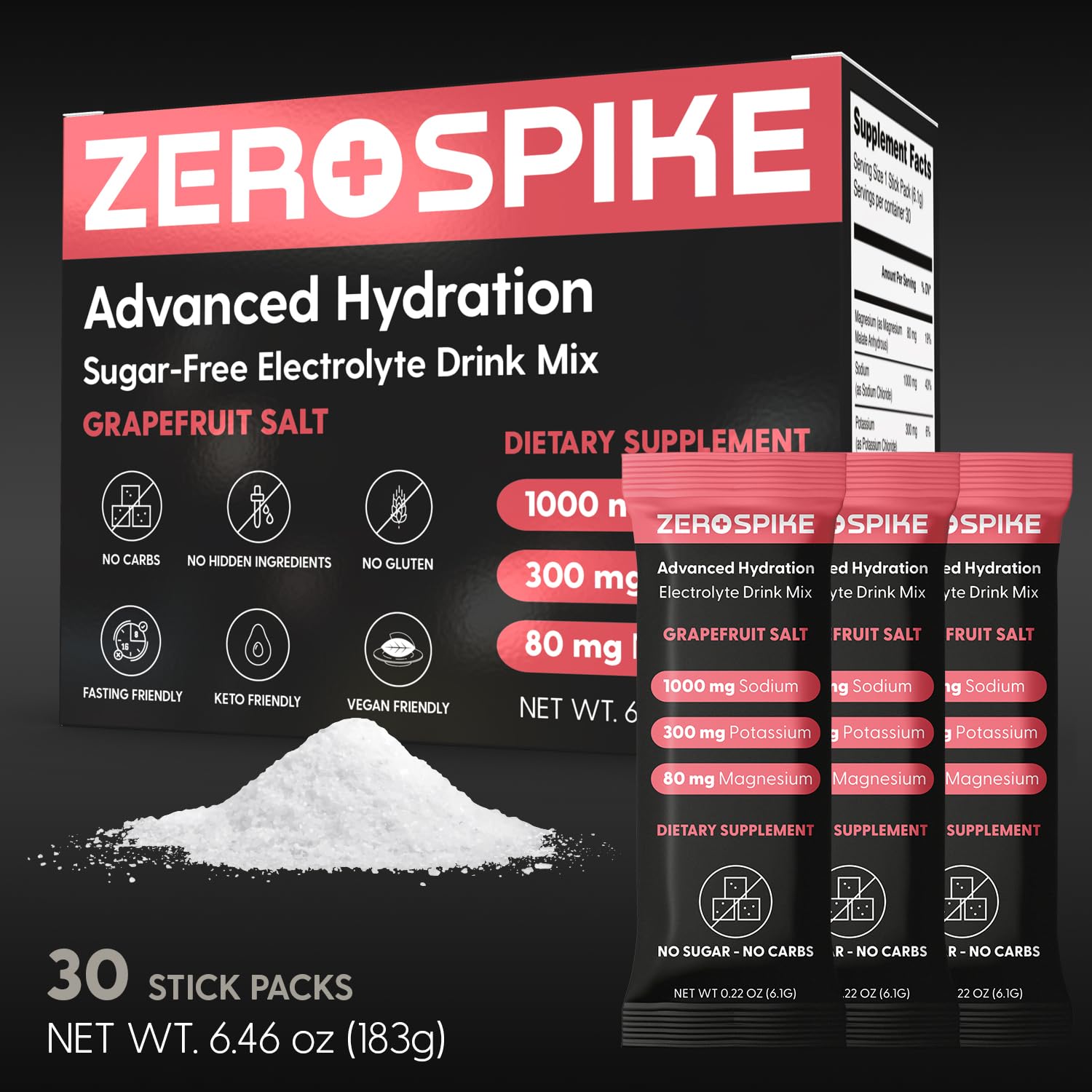 Zerospike polvo textura fina que se disuelve rápido para hidratación