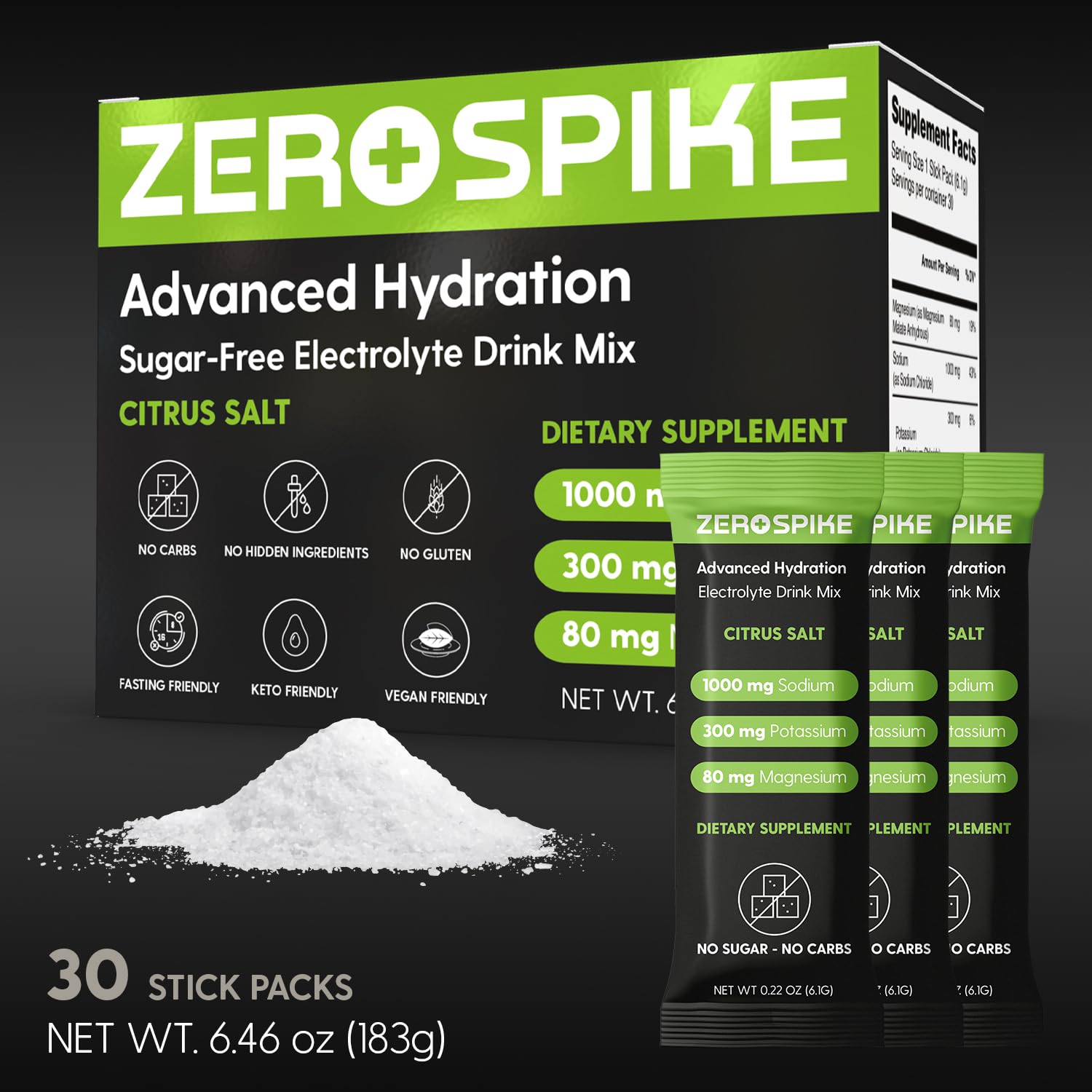 Zerospike textura del polvo en primer plano que muestra mezcla fina y fácil disolución