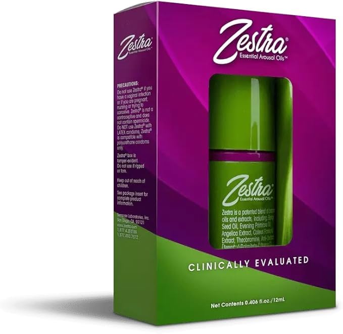 Zestra vista frontal del envase, reconocimiento de marca y facilidad de uso
