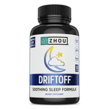 ZHOU frasco Driftoff frente mostrando diseño y beneficios visibles