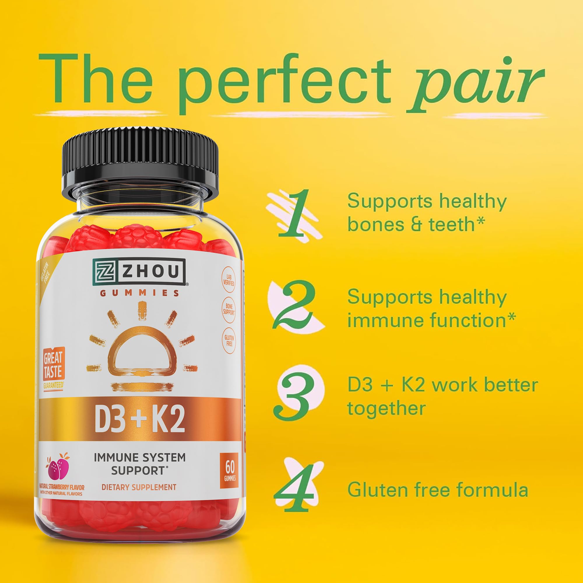 ZHOU etiqueta nutricional legible con dosis D3 5000 IU y K2 90 mcg, transparencia