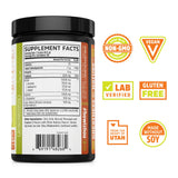 ZHOU polvo BCAA en primer plano mostrando textura fina y fácil disolución