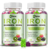 ZHPHK frasco delantero de Iron Gummies mostrando etiqueta clara y presentación