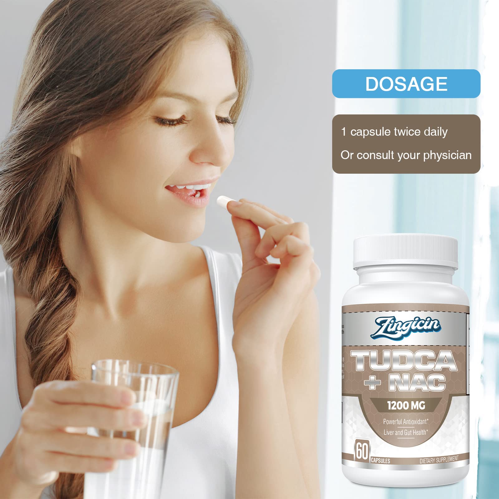 Zingicin comparación de tamaño en mano para apreciar dosis por cápsula
