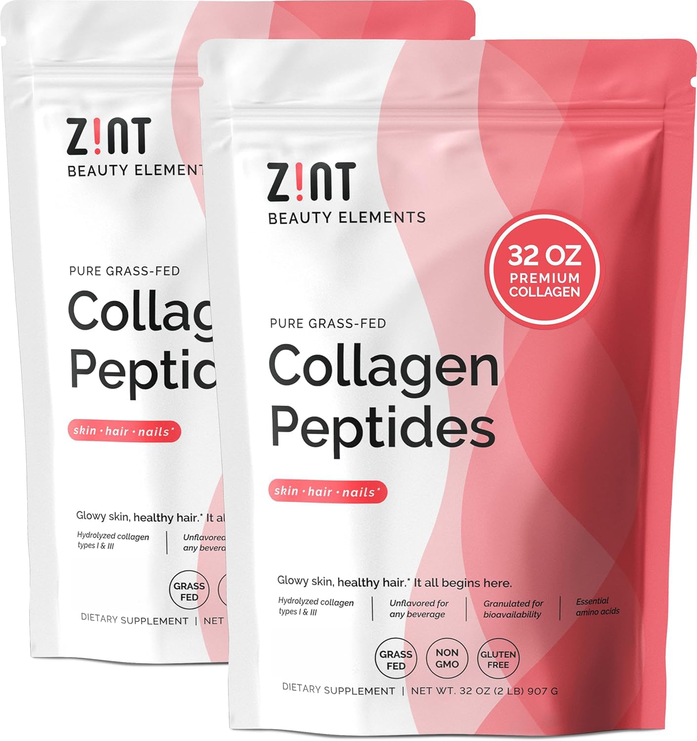 Zint Keto Collagen frontal del envase mostrando el diseño y cantidad 64 oz