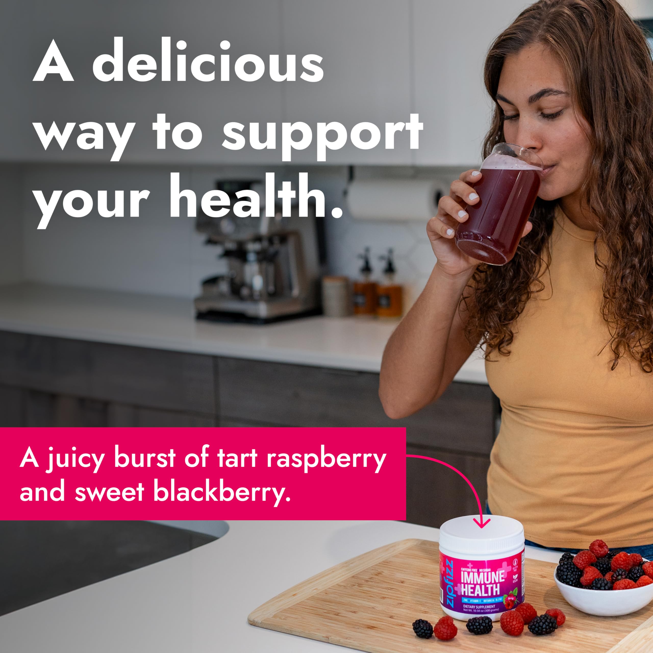 Zipfizz vaso con mezcla berry listo para beber y refrescar