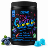 zipvit envase frontal de gominolas creatina, presentación clara y beneficios prácticos