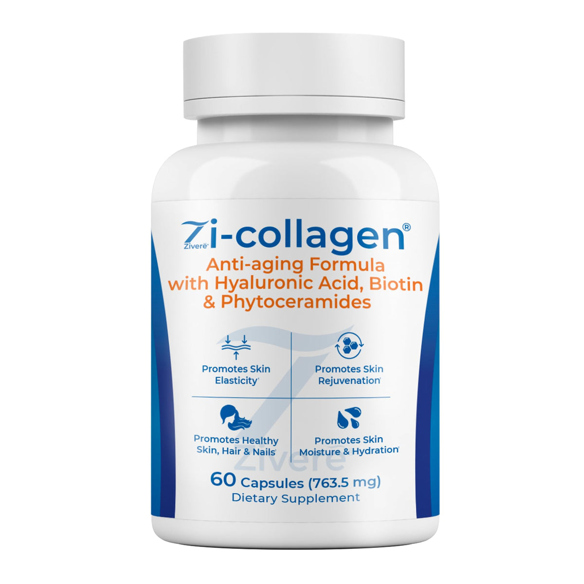 Zivere Zi-Collagen bote frontal mostrando diseño y cantidad