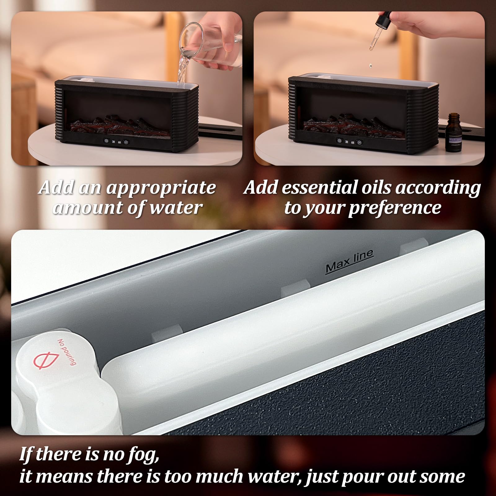 Znvyxhom luces LED con efecto chimenea encendidas, ambiente cálido y acogedor