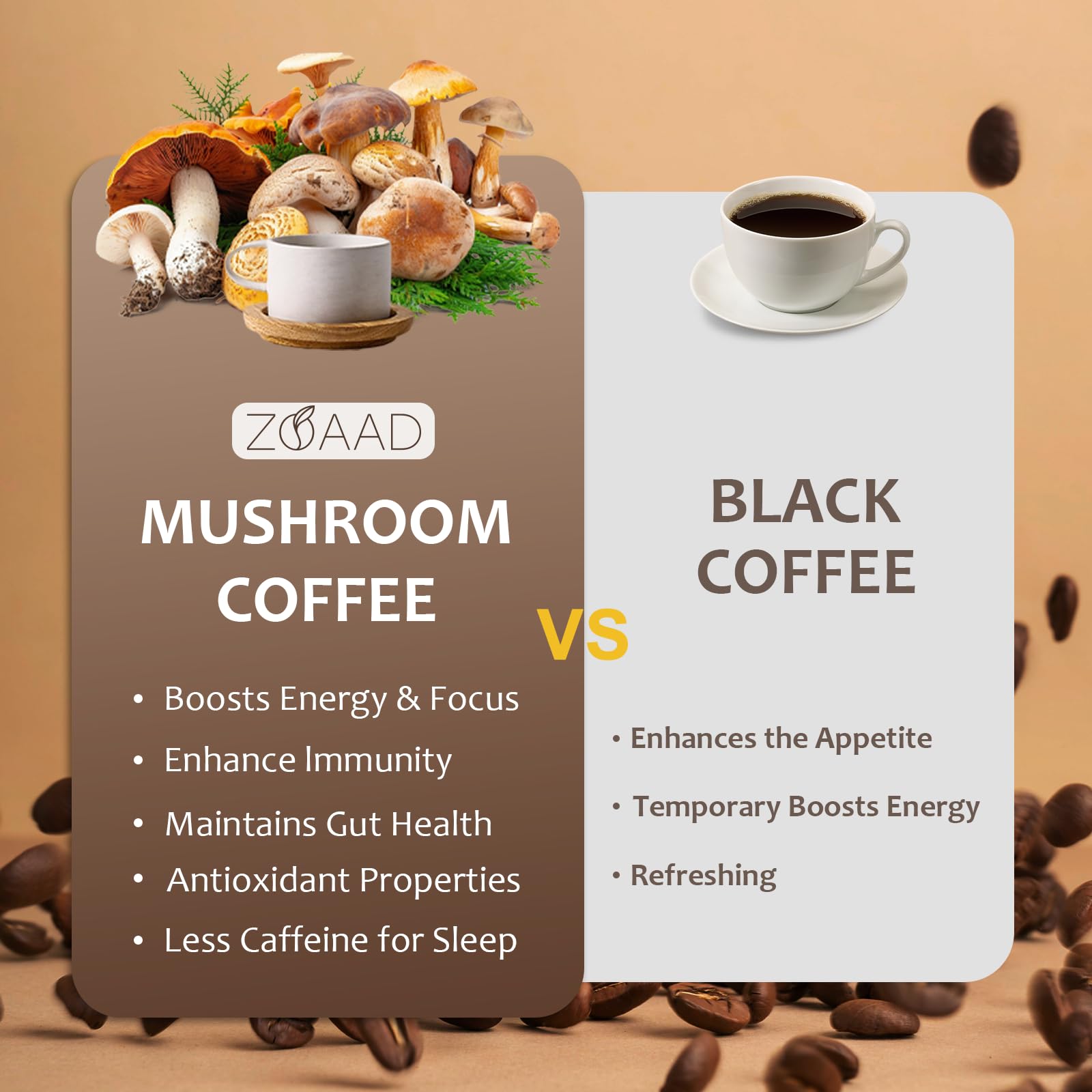 ZOAAD etiqueta con información nutricional y contenido de cafeína controlado