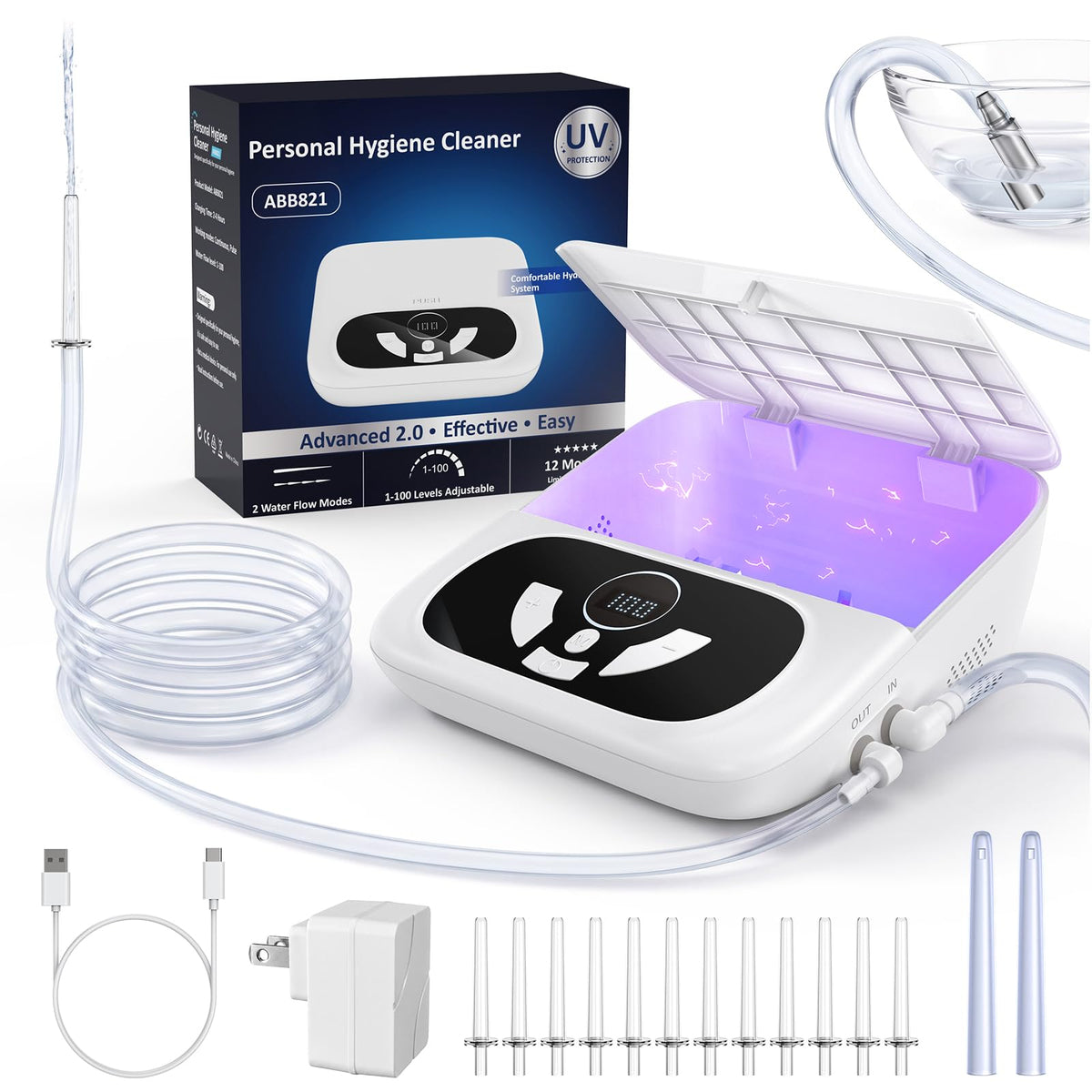 ZoCCee kit frontal mostrando unidad eléctrica y caja UVc para almacenamiento higiénico