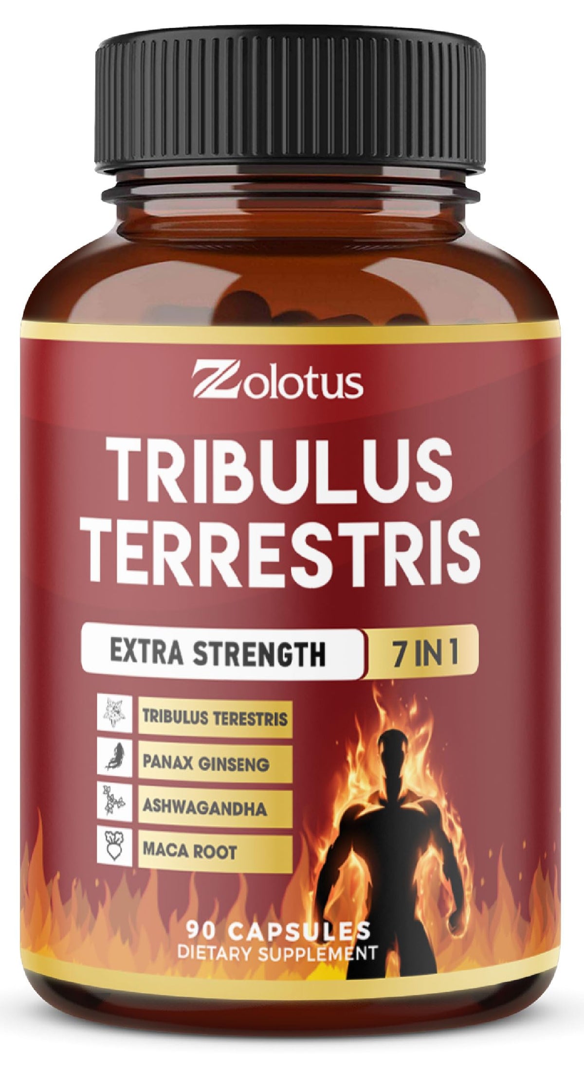 Zolotus frasco frente mostrando etiqueta y suministro de 90 cápsulas, claridad del producto