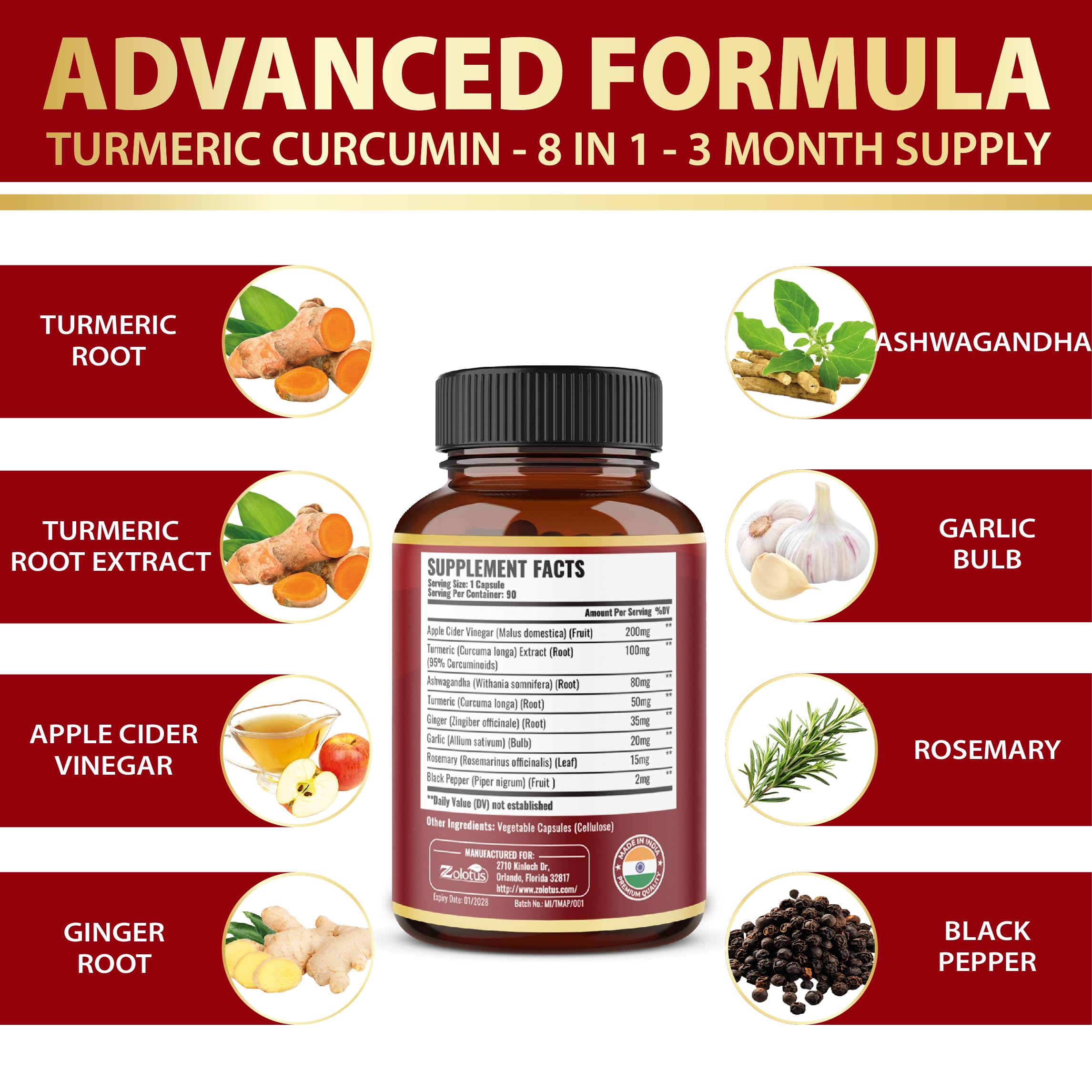 Zolotus acercamiento a raíz de cúrcuma representando ingrediente principal
