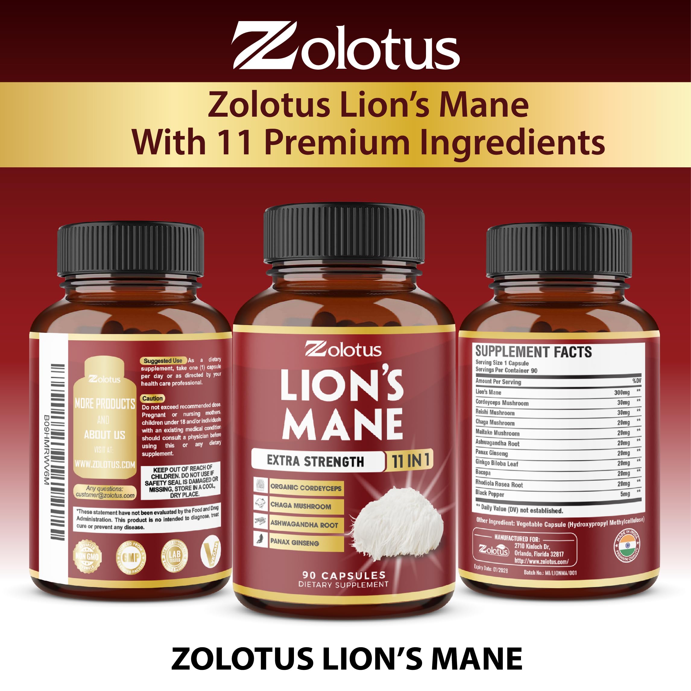 Zolotus ingredientes naturales (hongos y hierbas) como origen