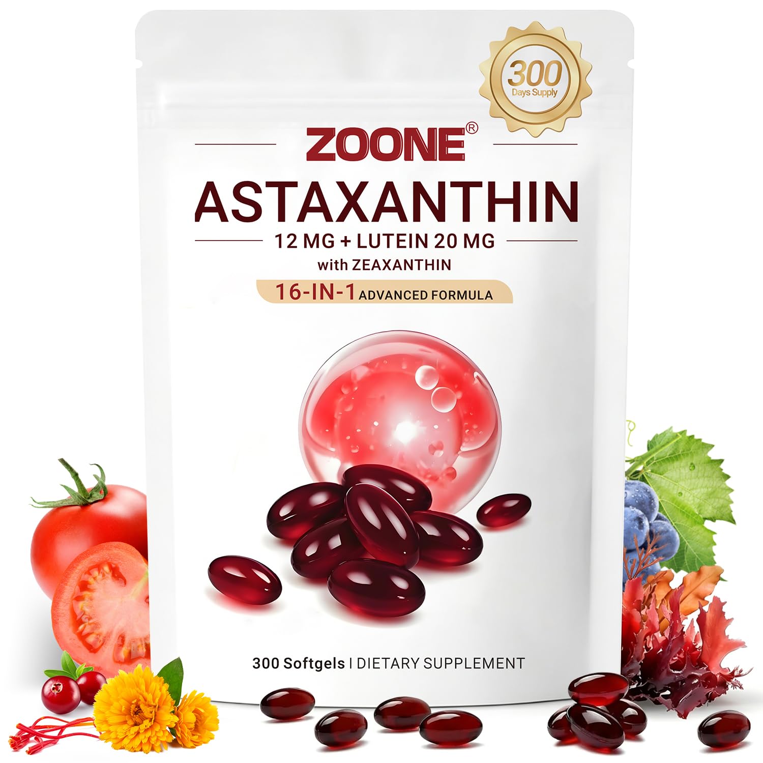 Zoone vista frontal del envase mostrando la marca y cantidad 300 softgels