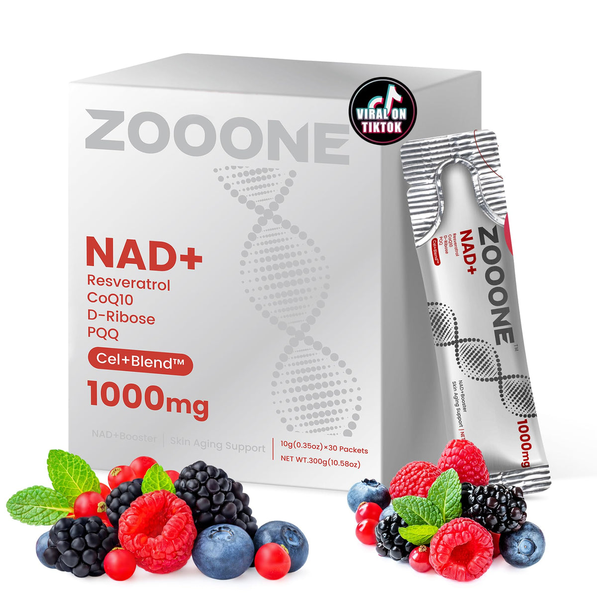 zooone frasco frontal mostrando etiqueta clara y beneficio de energía celular