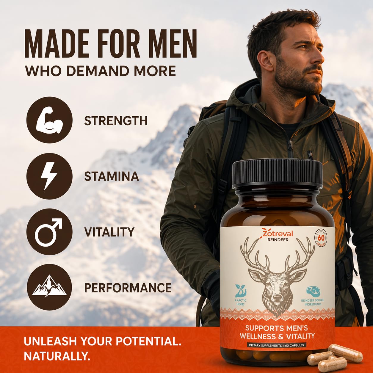 Zotreval estilo de vida activo hombre corriendo apoyo a la vitalidad