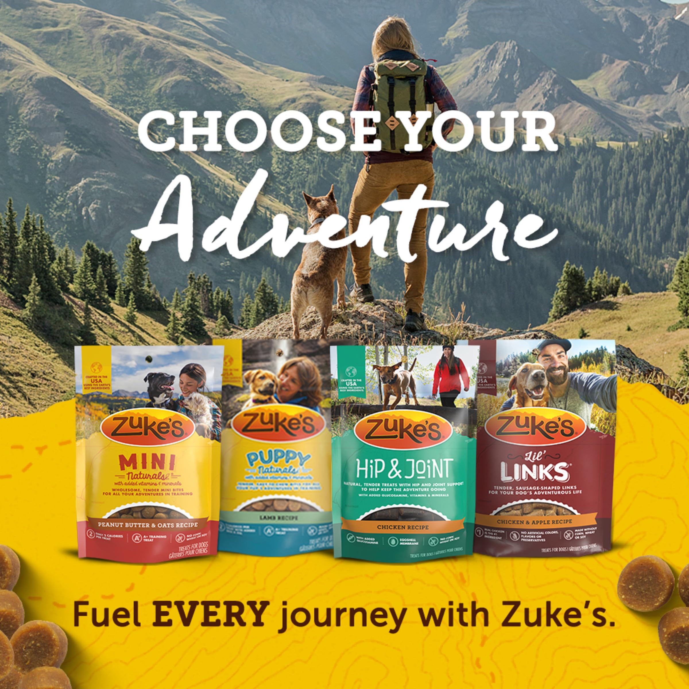Zuke's etiqueta nutricional cerca con información de vitaminas