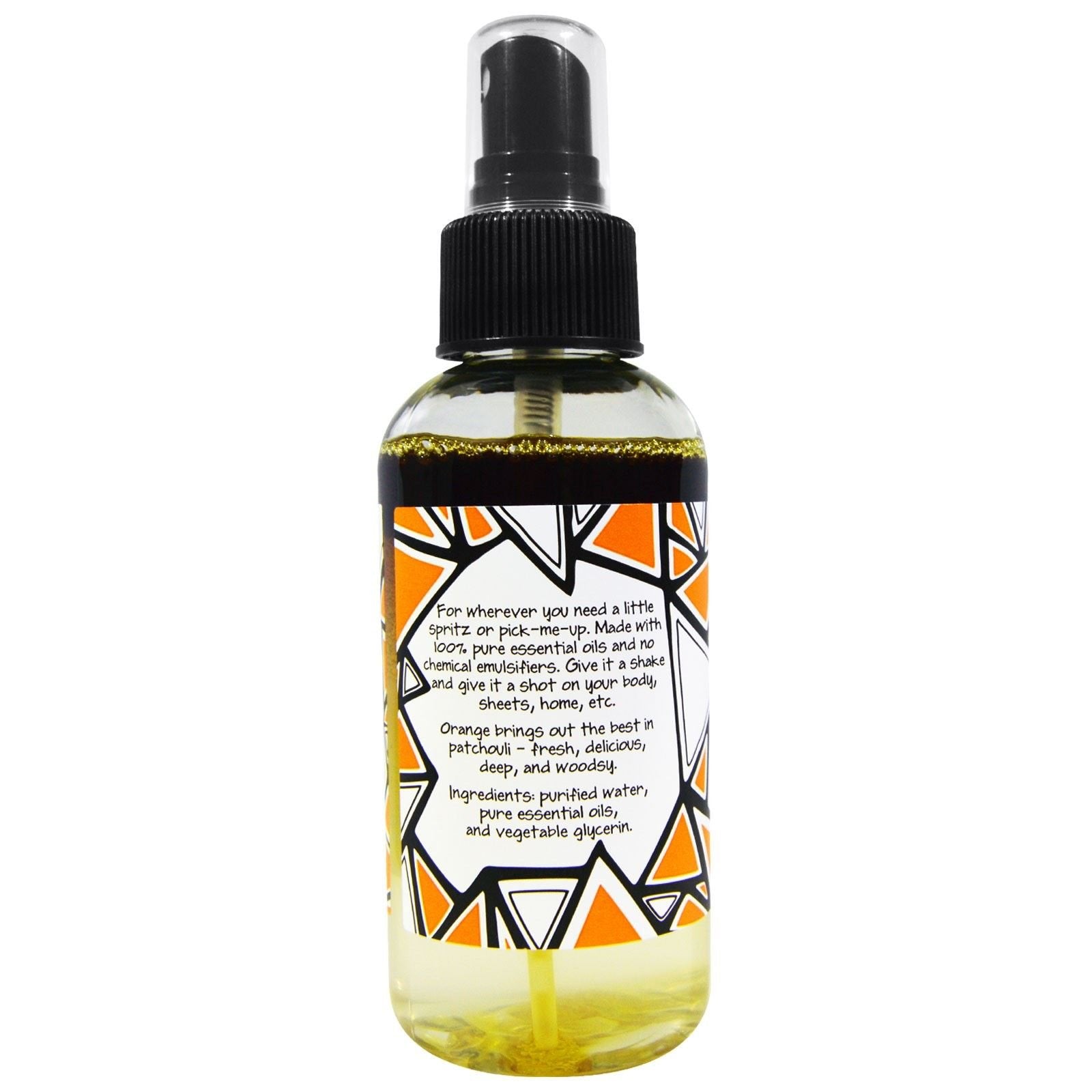 Zum Mist pulverizado sobre tela, mostrando aroma patchouli orange y efecto refrescante