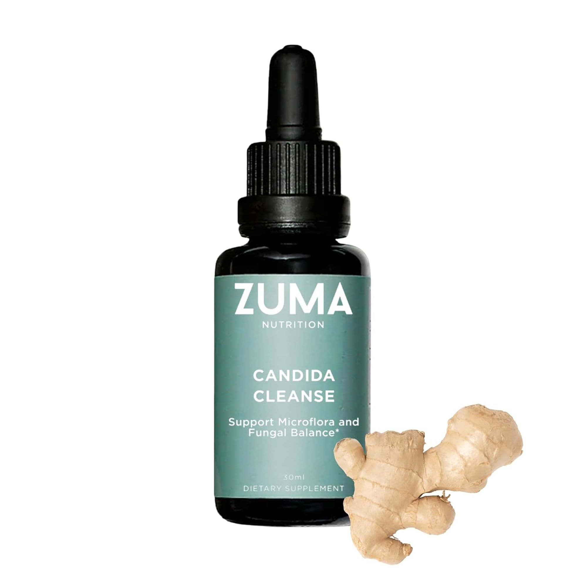 Zuma Nutrition vista frontal del tónico para equilibrio intestinal y dosificación precisa