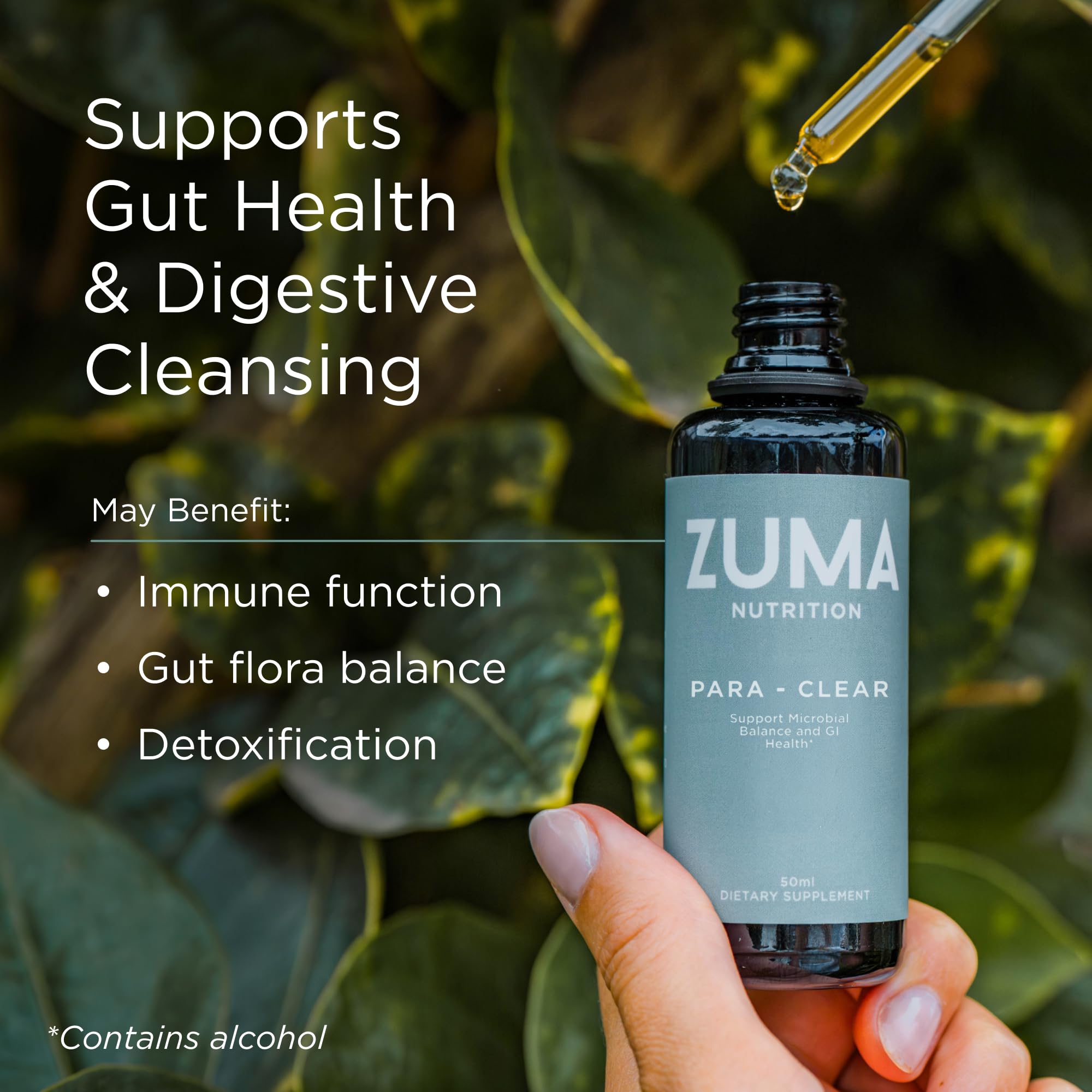 Zuma Nutrition etiqueta en primer plano que destaca ingredientes y pureza