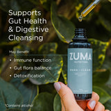 Zuma Nutrition etiqueta en primer plano que destaca ingredientes y pureza