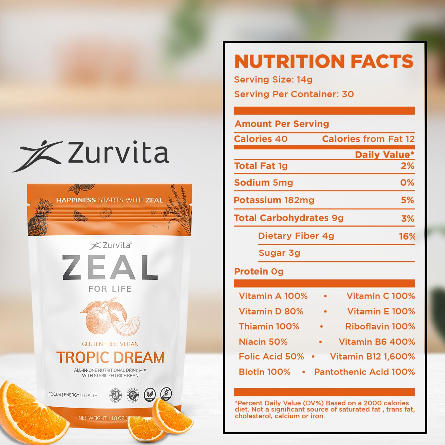 Zurvita polvo Tropic Dream textura fina fácil de mezclar