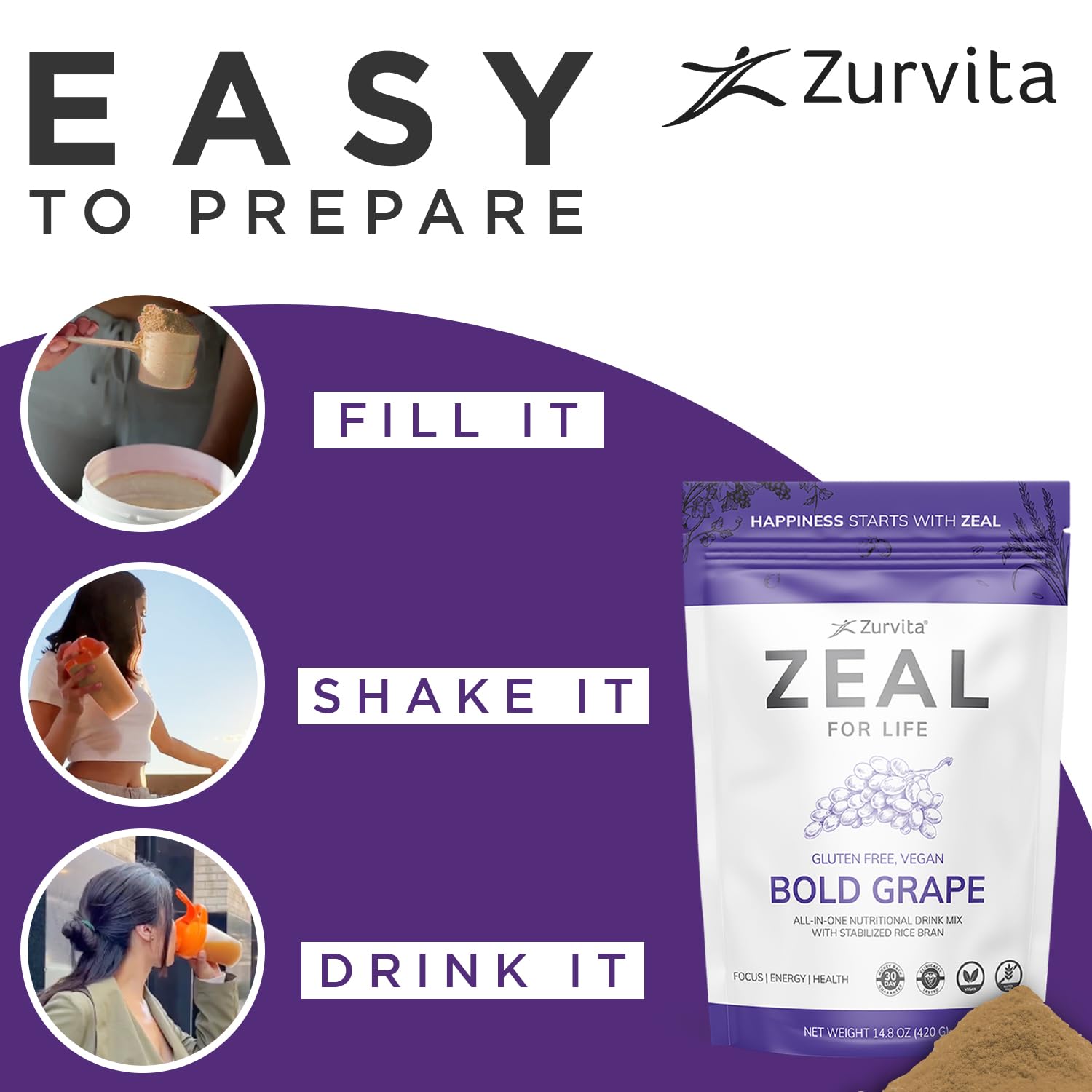 Zurvita Zeal empaque comparativo nuevo y antiguo durante transición de marca