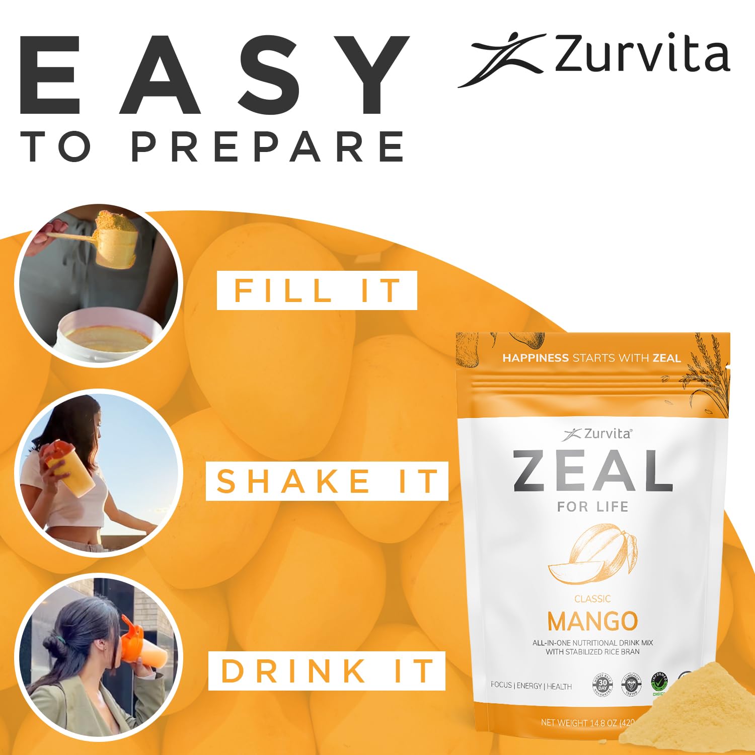 Zurvita lata junto a frutas para comparar el tamaño y porciones