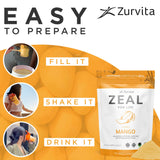 Zurvita lata junto a frutas para comparar el tamaño y porciones