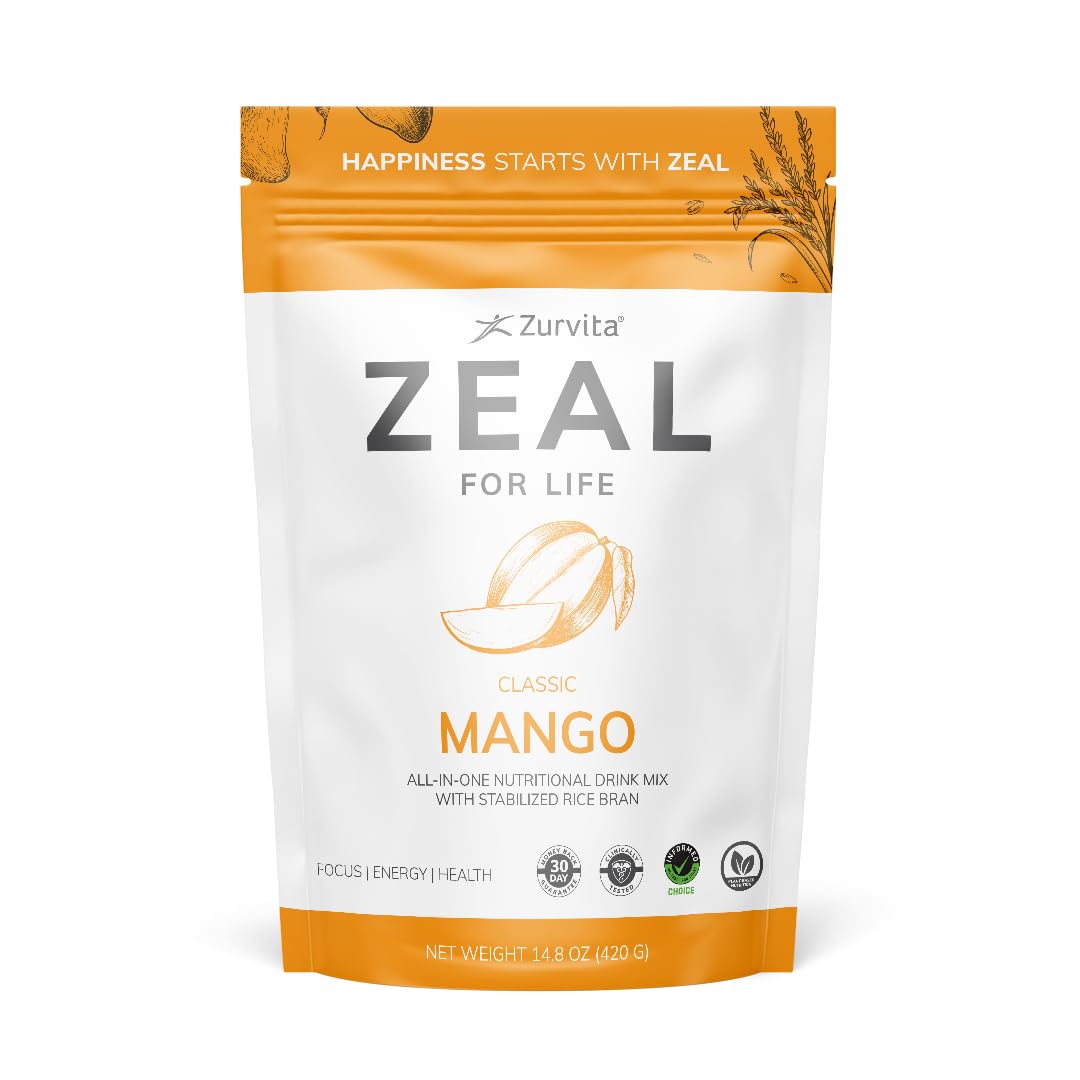 Zurvita empaque frontal mostrando la presentación y sabor mango