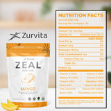 Zurvita primer plano del polvo mango para apreciar textura y mezcla