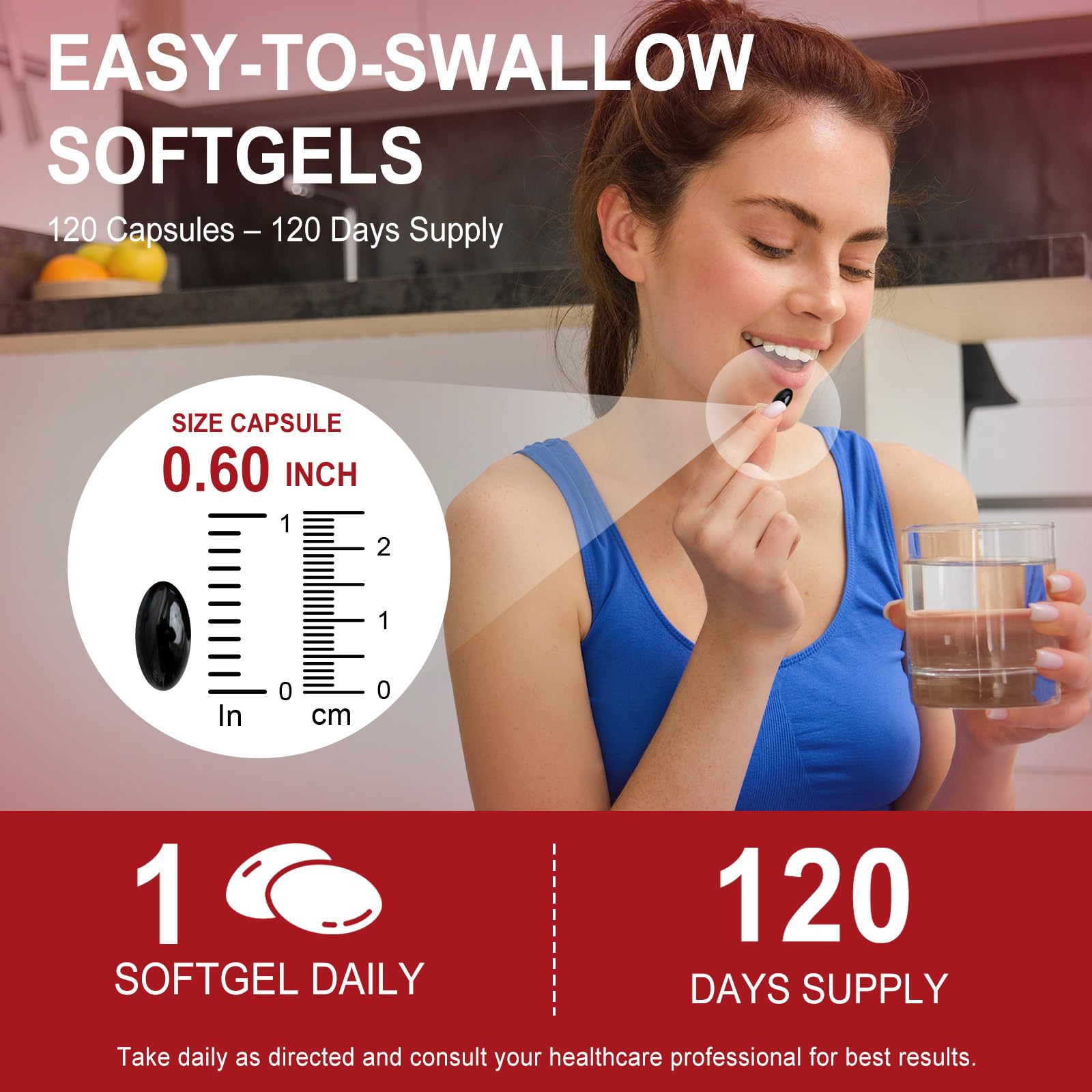 ZUZOKKAHA envase abierto con softgels para visualizar cantidad