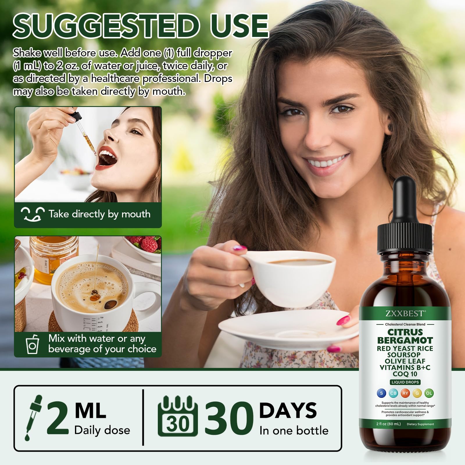 ZXXBEST producto vertido en vaso para mezcla fácil y consumo
