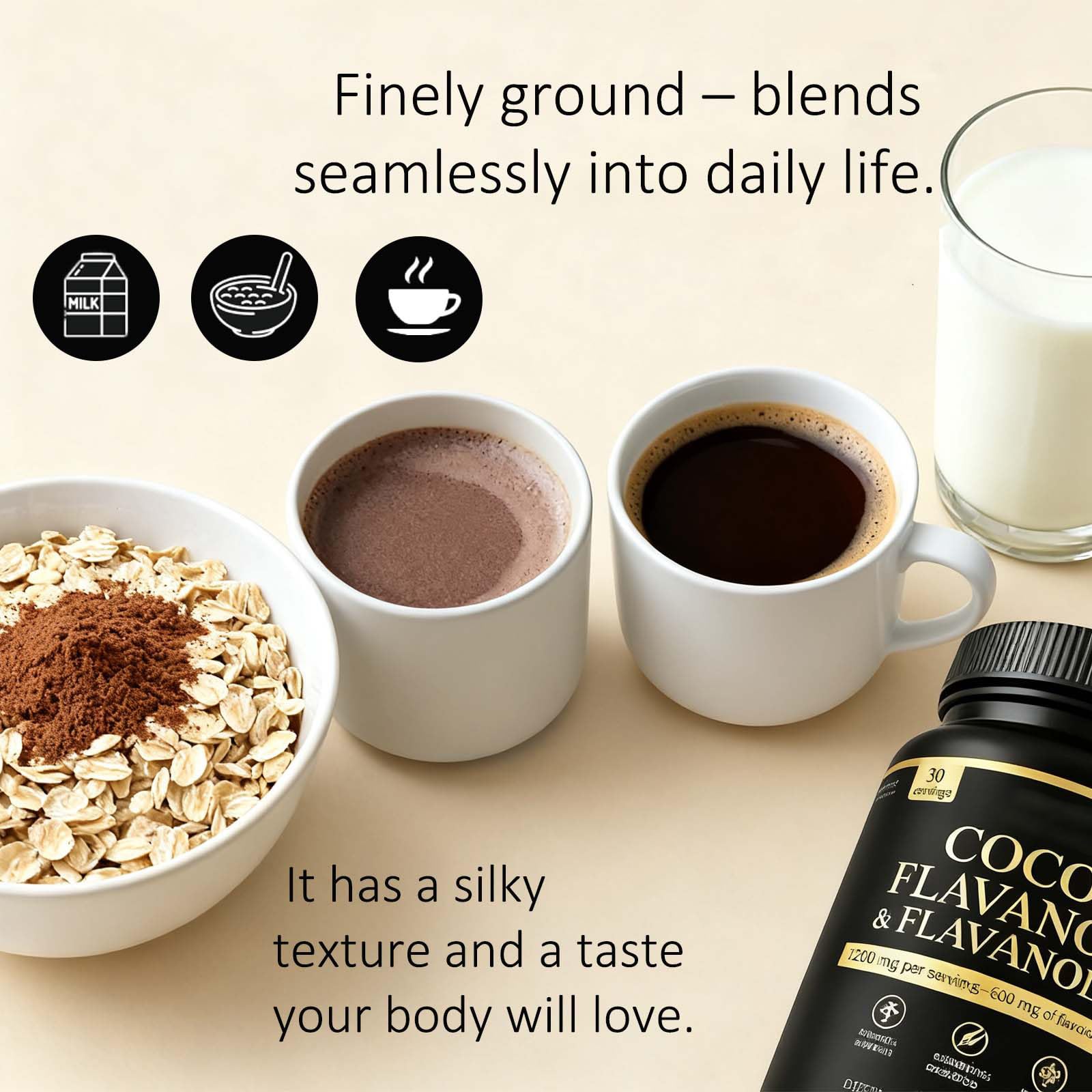 ZYGCDZ cacao mezclado en batido para energía y sabor