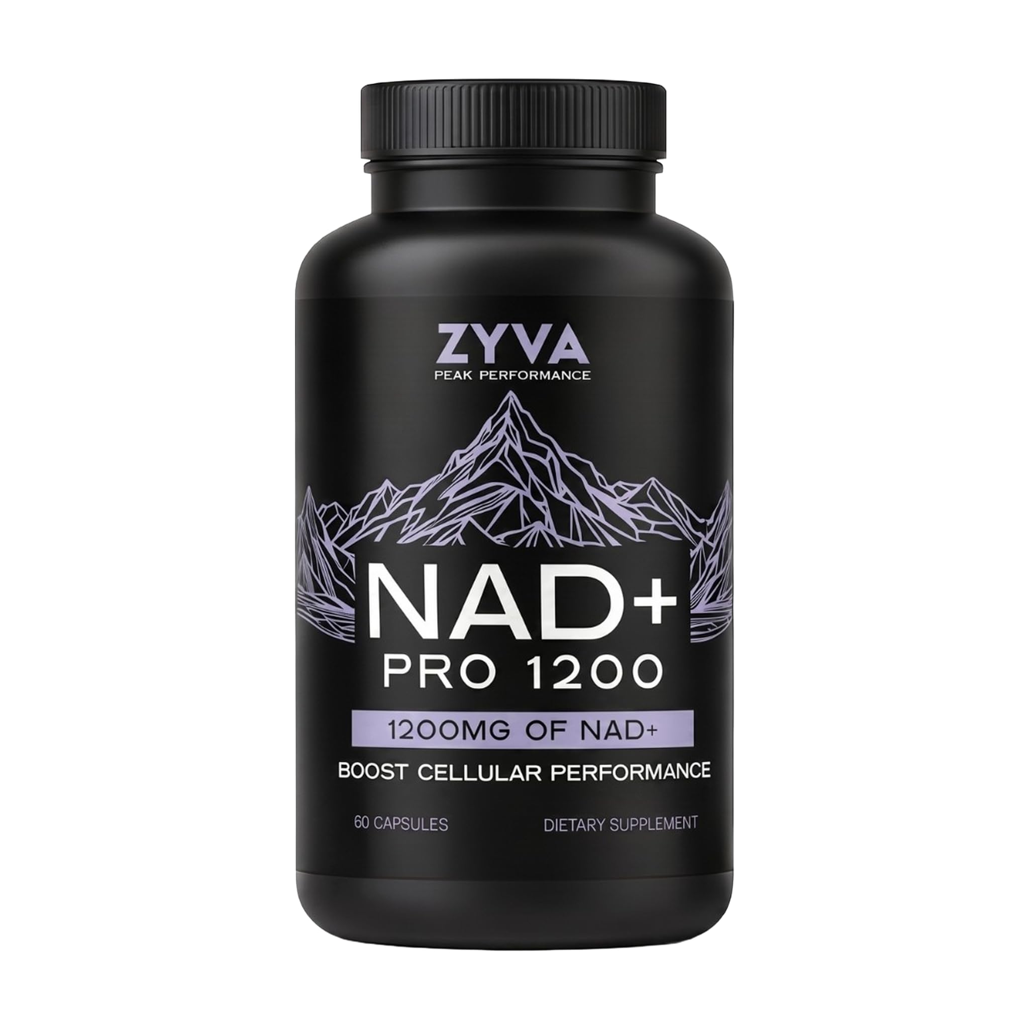 ZYVA frasco frontal mostrando NAD+ Pro 1200, presentación clara y profesional
