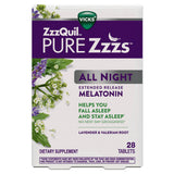 Caja ZzzQuil abierta mostrando blíster y distribución interna del producto