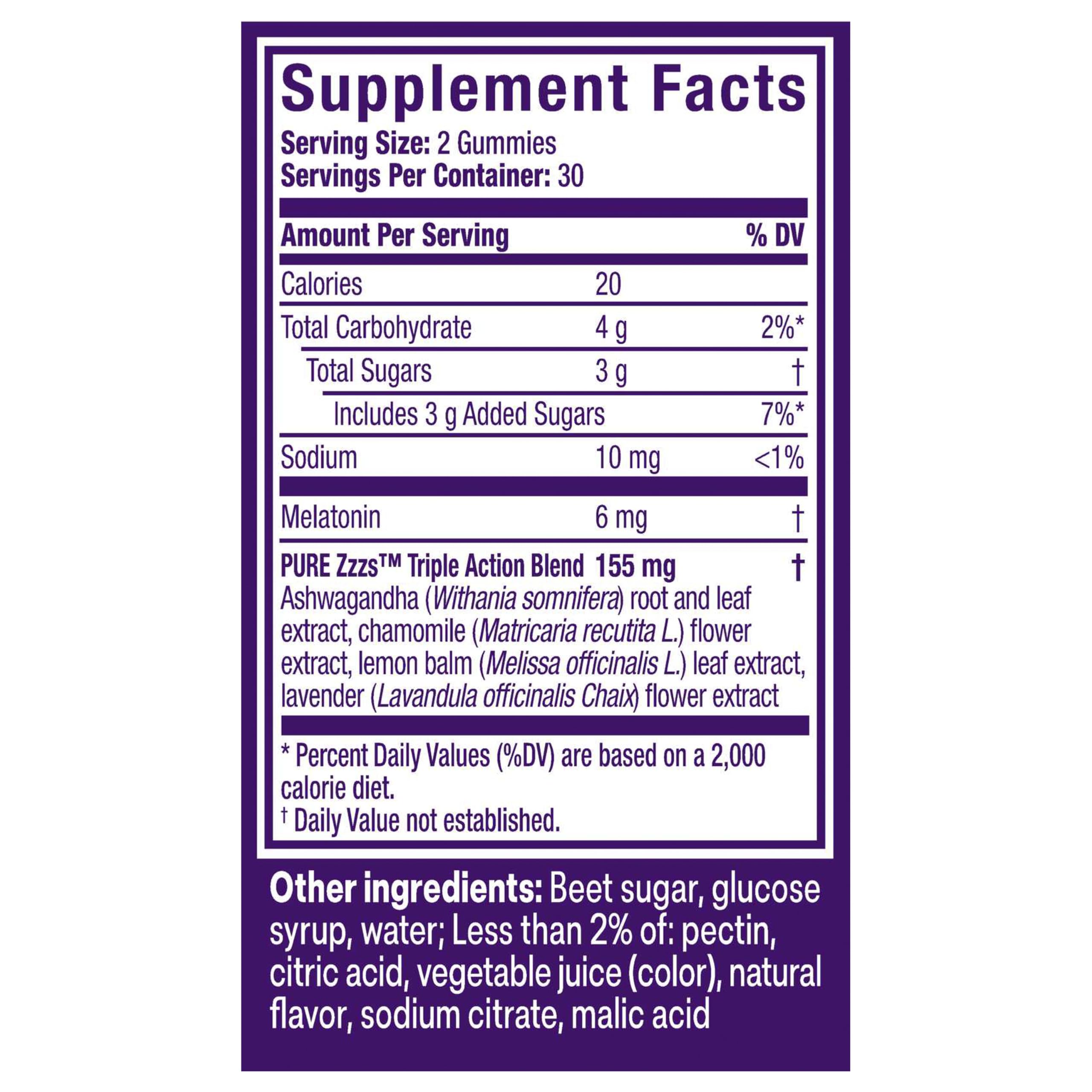 ZzzQuil etiqueta nutricional enfocada para información segura