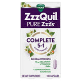 ZzzQuil frasco frontal mostrando la marca y beneficio para el sueño
