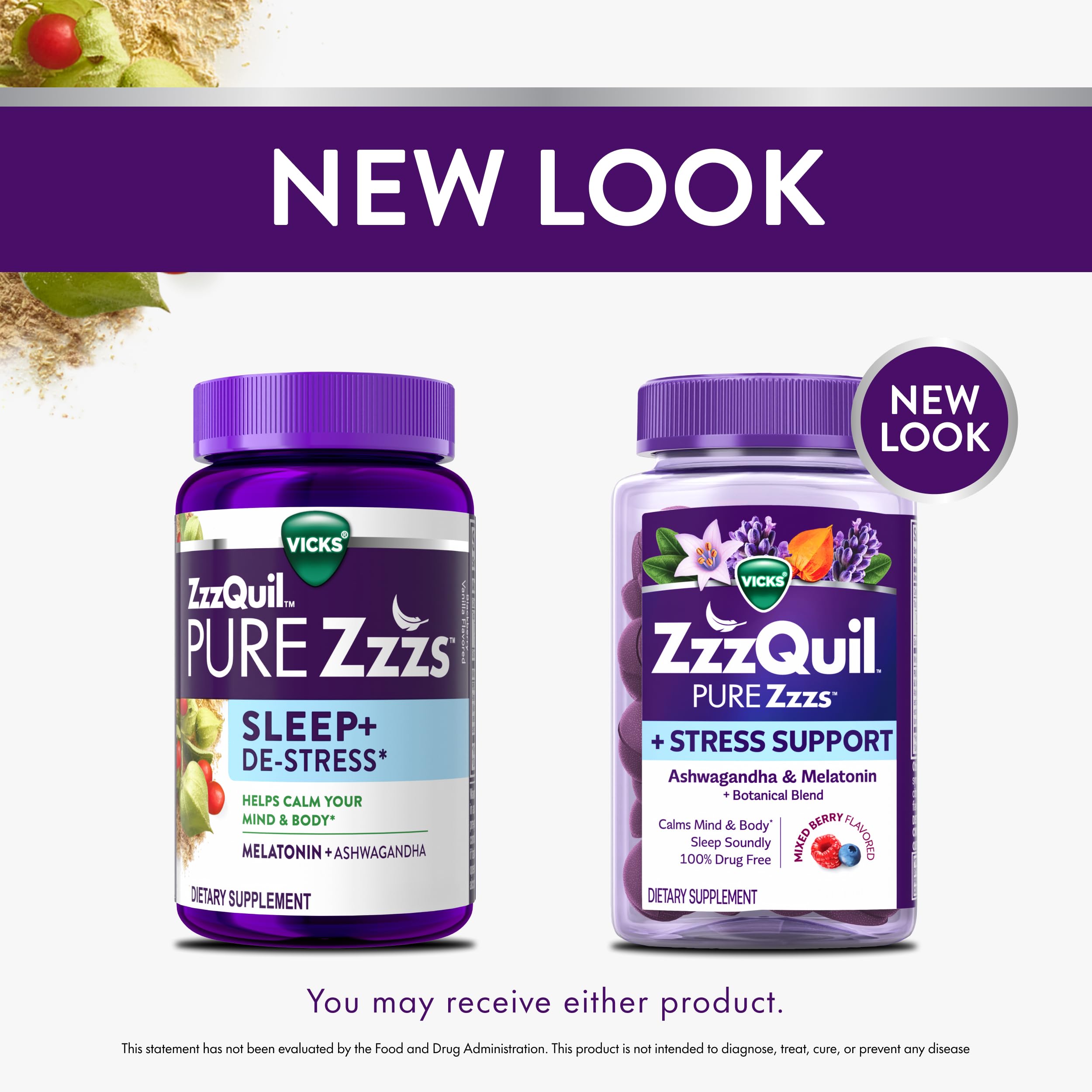 ZzzQuil gominola morada detalle del tamaño y apariencia apetecible
