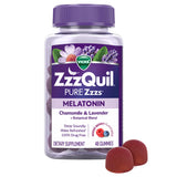 ZzzQuil envase frontal mostrando 48 gomitas y beneficio sueño
